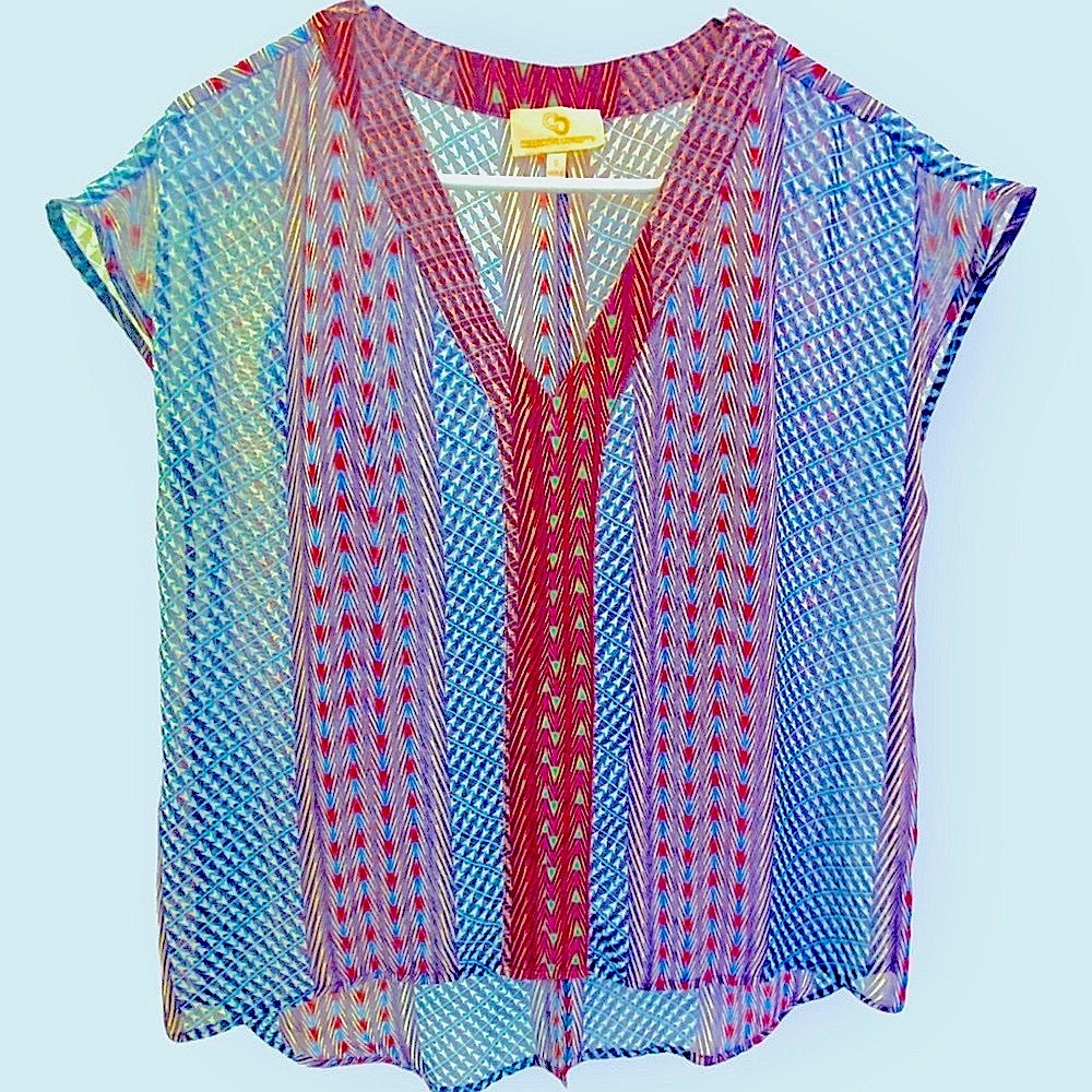 EUC Sheer geometric boho chic